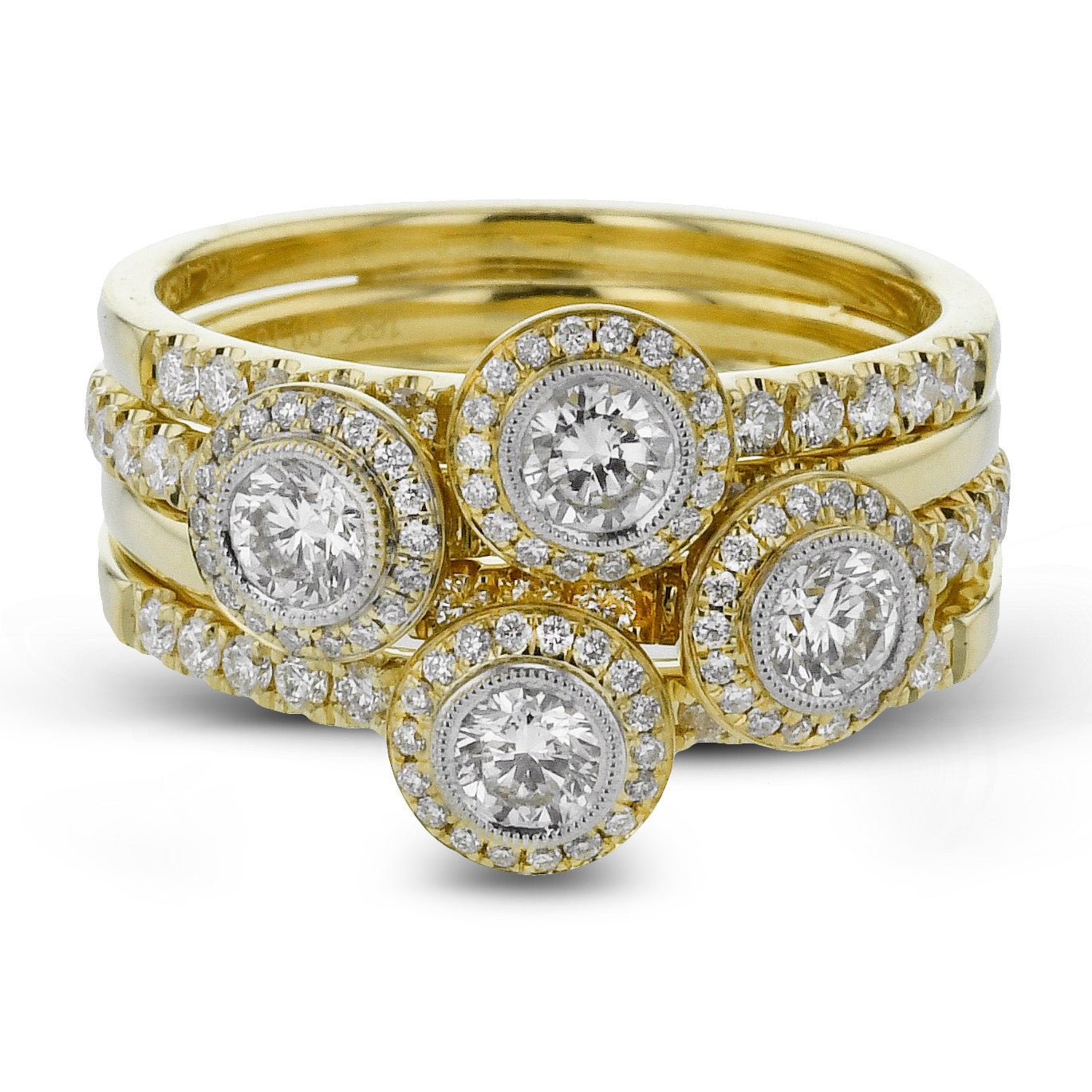 Four-Stone Halo Fashion Ring In 18k Gold With Diamonds