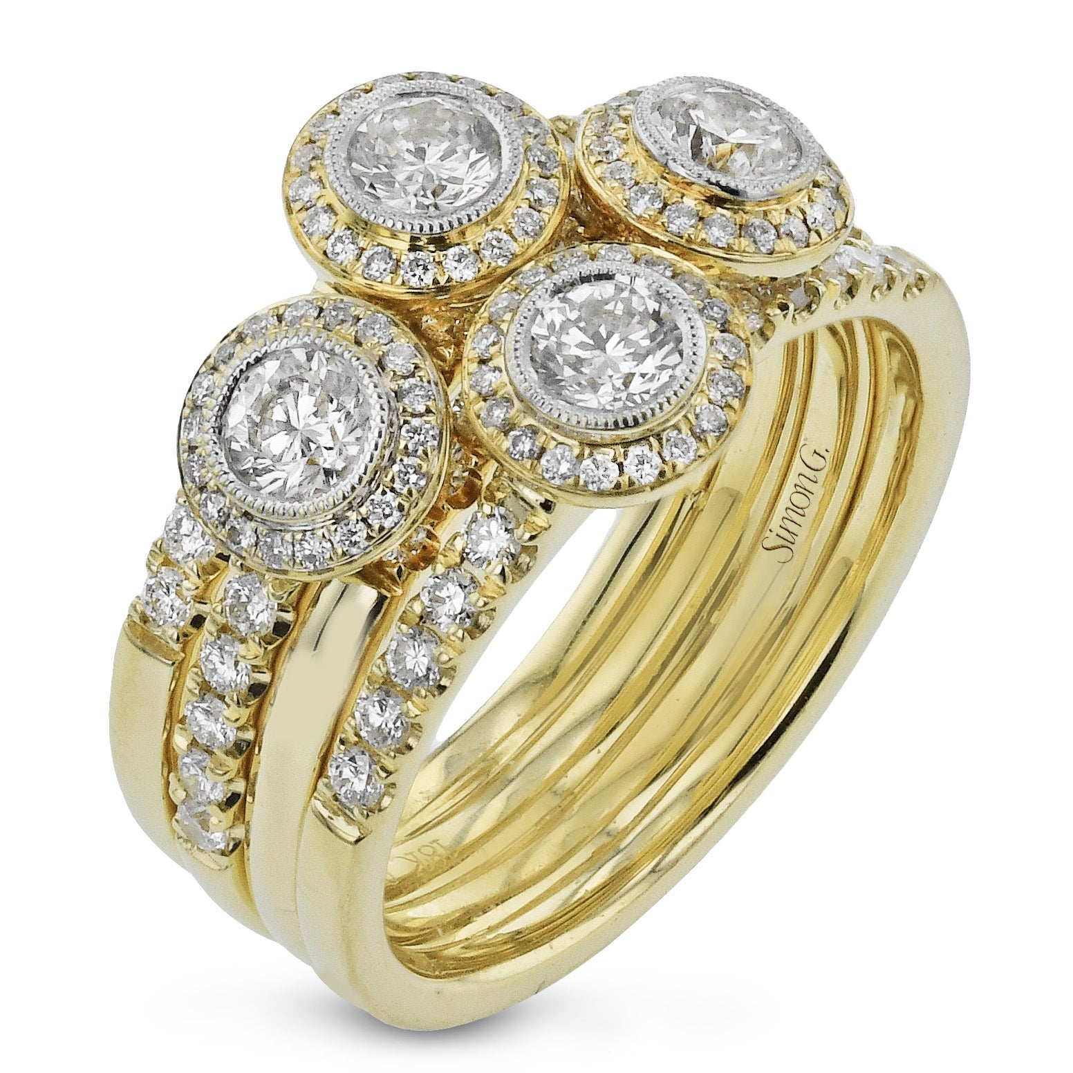 Four - Stone Halo Fashion Ring In 18k Gold With Diamonds - Simon G. Jewelry