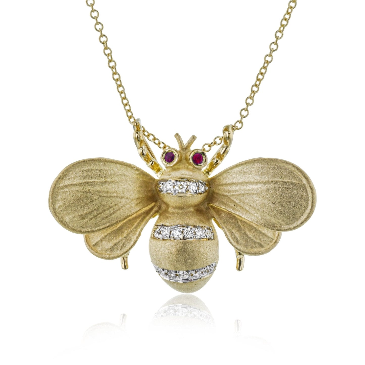 Gemstone Bee Pendant Necklace in 18k Gold with Diamonds - Simon G. Jewelry