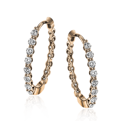 Hoop Earrings in 18k Gold with Diamonds - Simon G. Jewelry