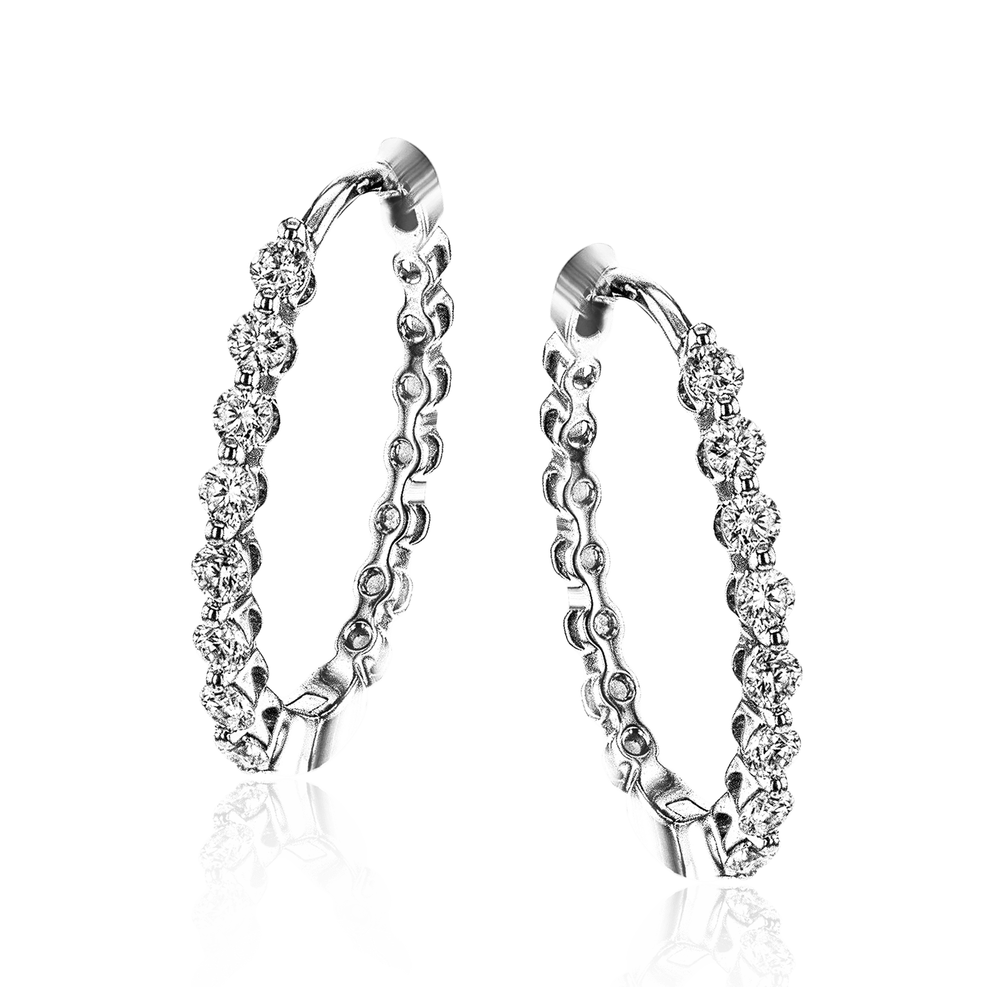 Hoop Earrings in 18k Gold with Diamonds - Simon G. Jewelry