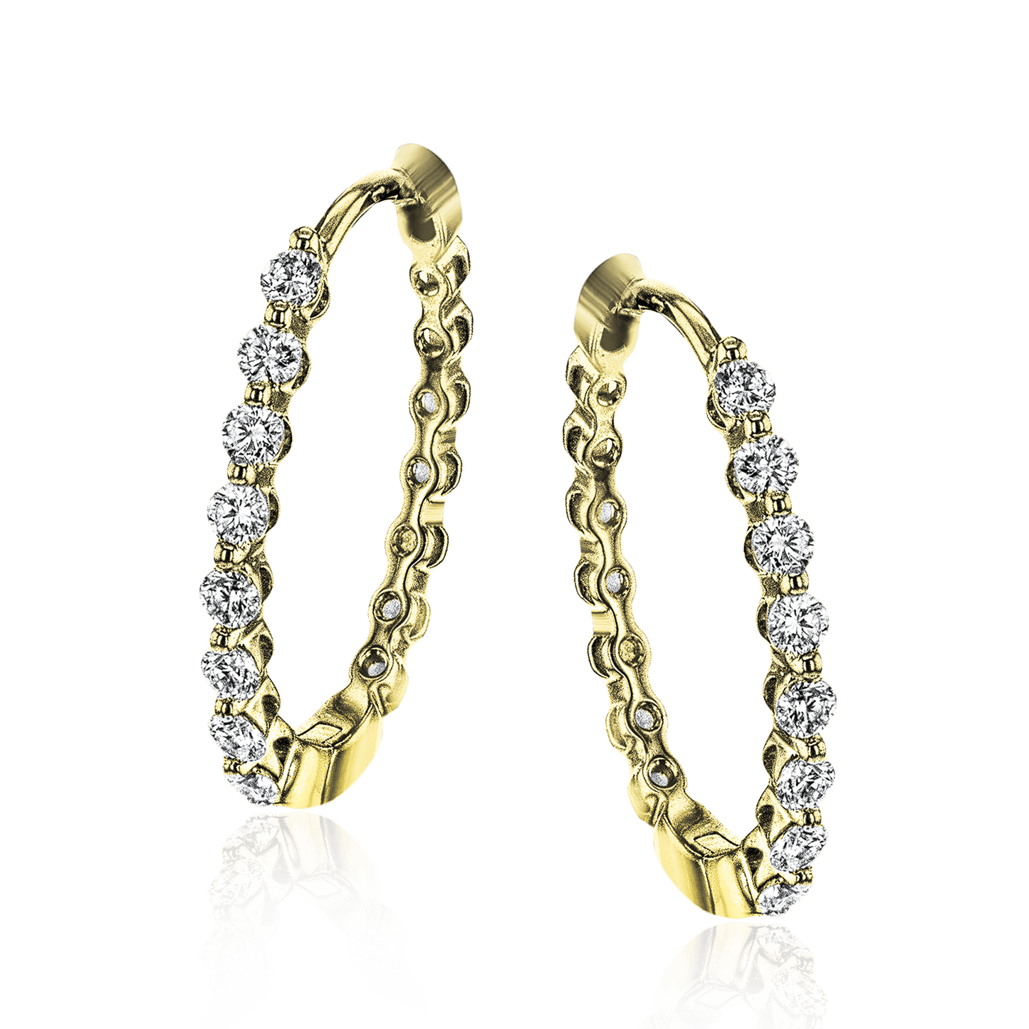 Hoop Earrings in 18k Gold with Diamonds - Simon G. Jewelry