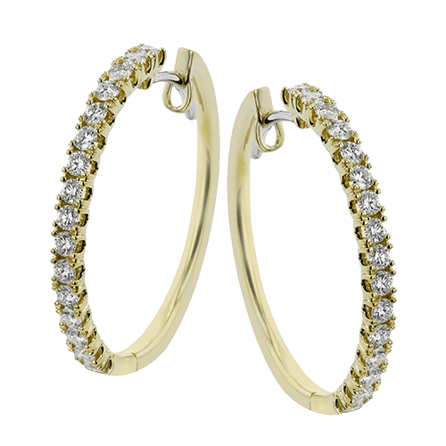 Hoop Earrings in 18K Gold with Diamonds - Simon G. Jewelry