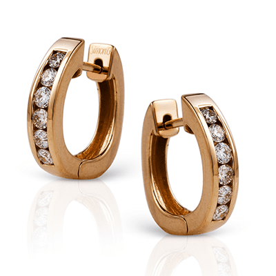 Huggie Hoop Earrings in 18k Gold with Diamonds - Simon G. Jewelry