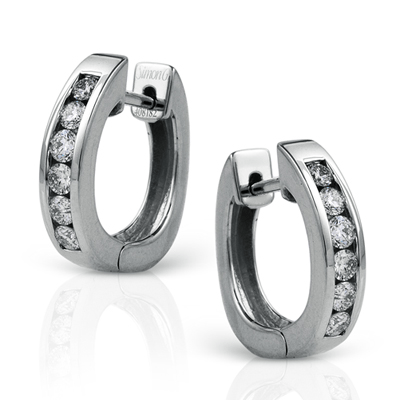 Huggie Hoop Earrings in 18k Gold with Diamonds - Simon G. Jewelry