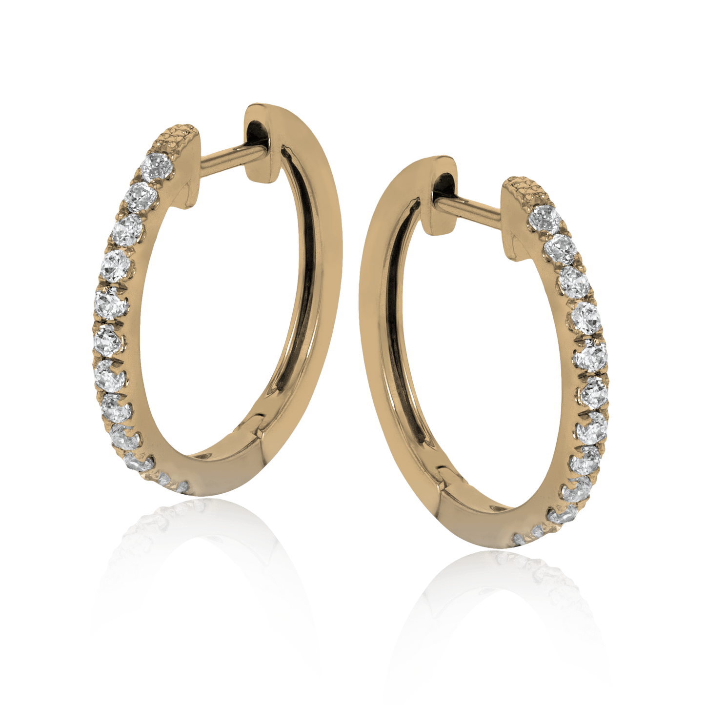 Huggie Hoop Earrings in 18k Gold with Diamonds - Simon G. Jewelry