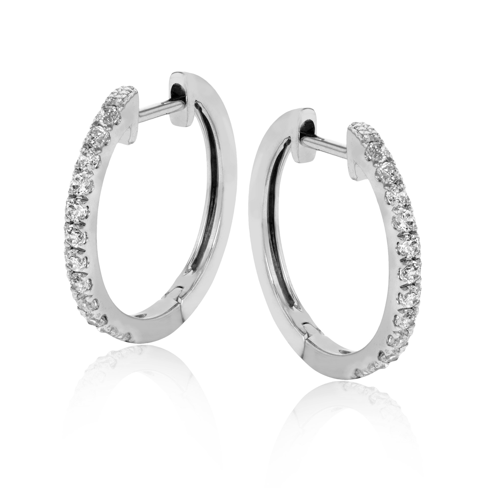 Huggie Hoop Earrings in 18k Gold with Diamonds - Simon G. Jewelry