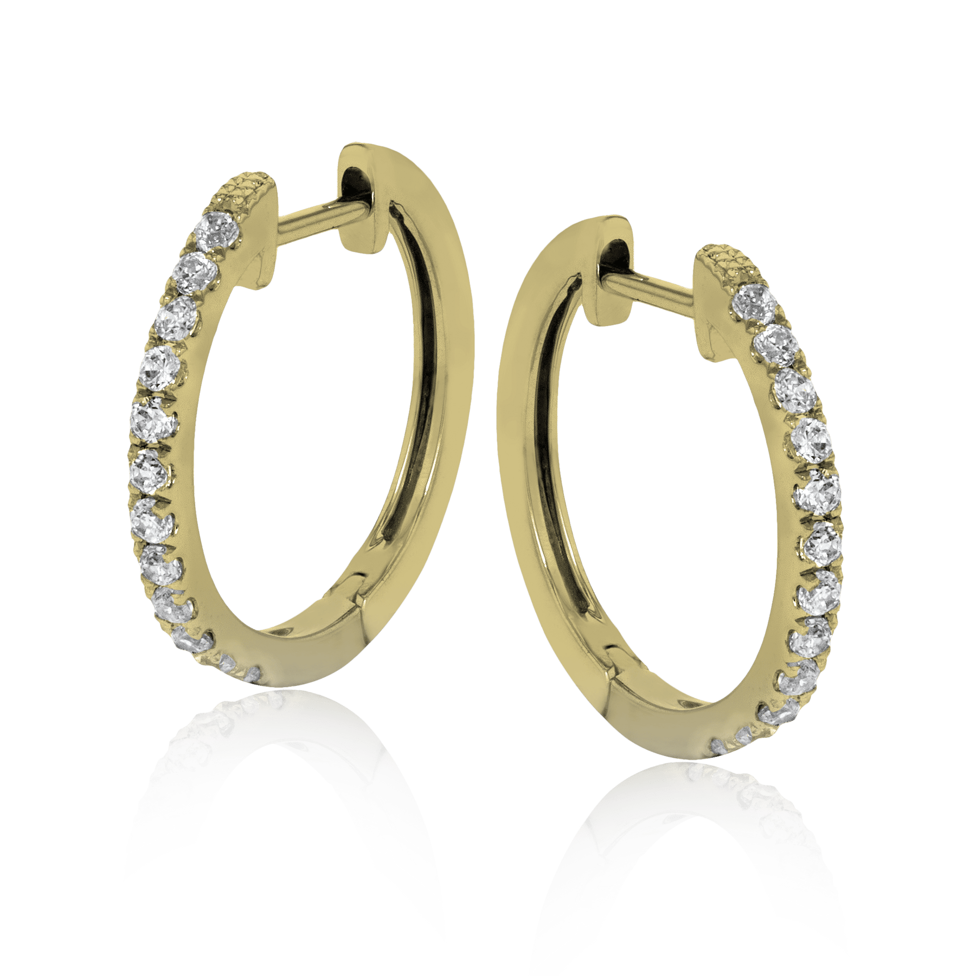 Huggie Hoop Earrings in 18k Gold with Diamonds - Simon G. Jewelry