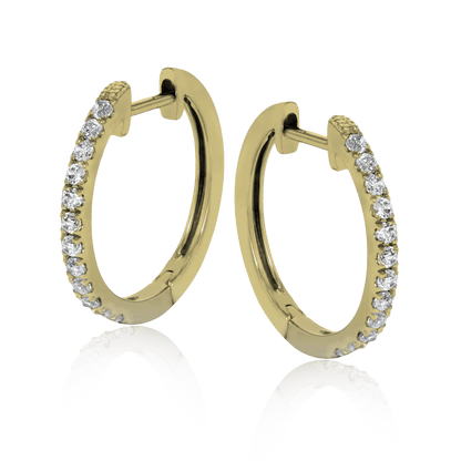 Huggie Hoop Earrings in 18k Gold with Diamonds - Simon G. Jewelry