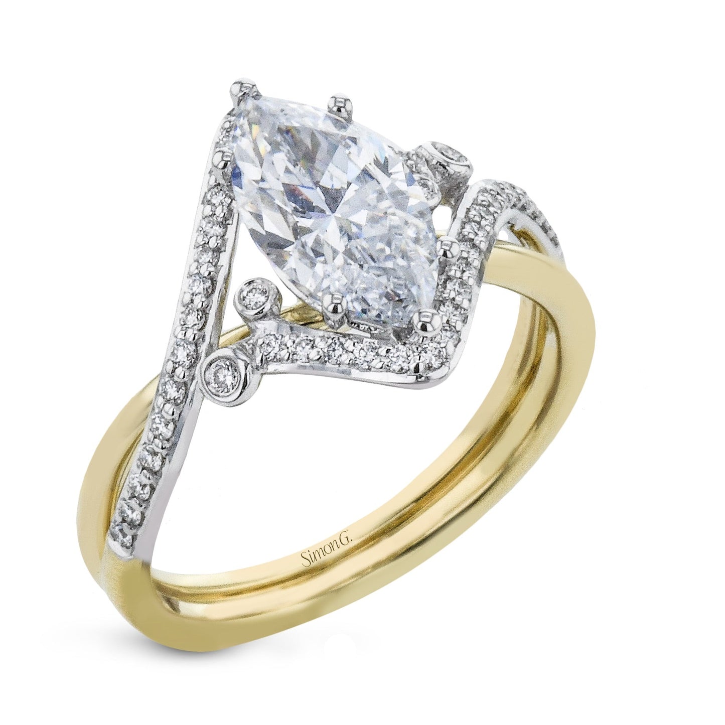 Marquise - Cut Criss - Cross Engagement Ring In 18k Gold With Diamonds - Simon G. Jewelry