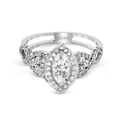 Marquise-Cut Halo Engagement Ring In 18k Gold With Diamonds