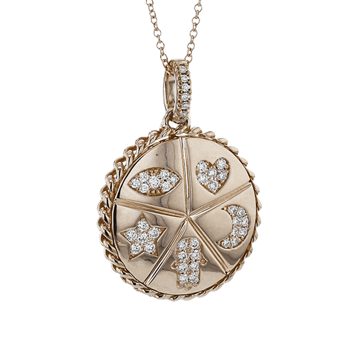 Medallion Pendant Necklace in 18k Gold with Diamonds - Simon G. Jewelry