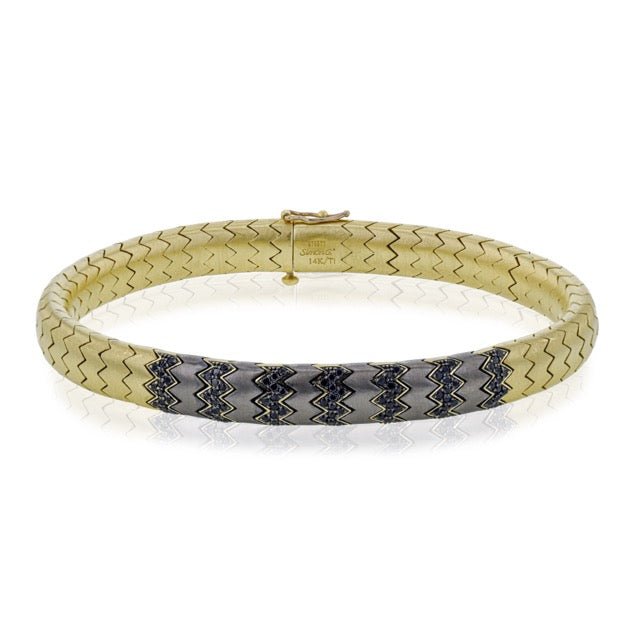 Men's Titanium Bracelet In 14k Gold With Black Diamonds - Simon G. Jewelry