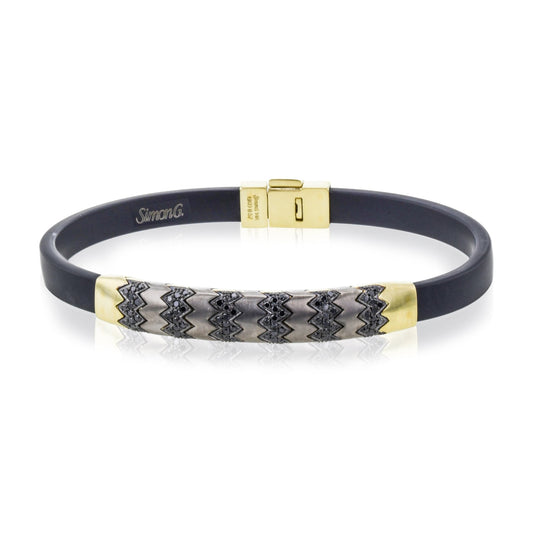 Men's Titanium Bracelet In 14k Gold With Black Diamonds - Simon G. Jewelry