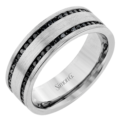 Men's Wedding Band In 14k Gold With Black Diamonds