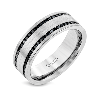 Men's Wedding Band In 14k Gold With Black Diamonds - Simon G. Jewelry