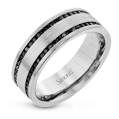 Men's Wedding Band In 14k Gold With Black Diamonds - Simon G. Jewelry