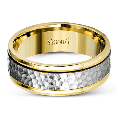 Men's Wedding Band In 14k Or 18k Gold with Platinum