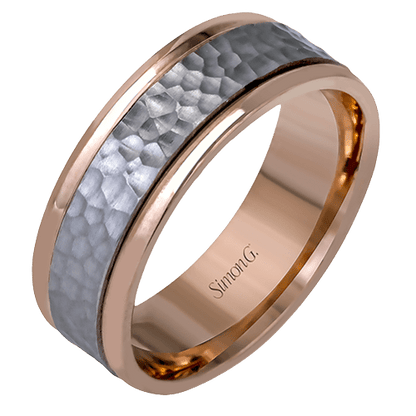 Men's Wedding Band In 14k Or 18k Gold with Platinum