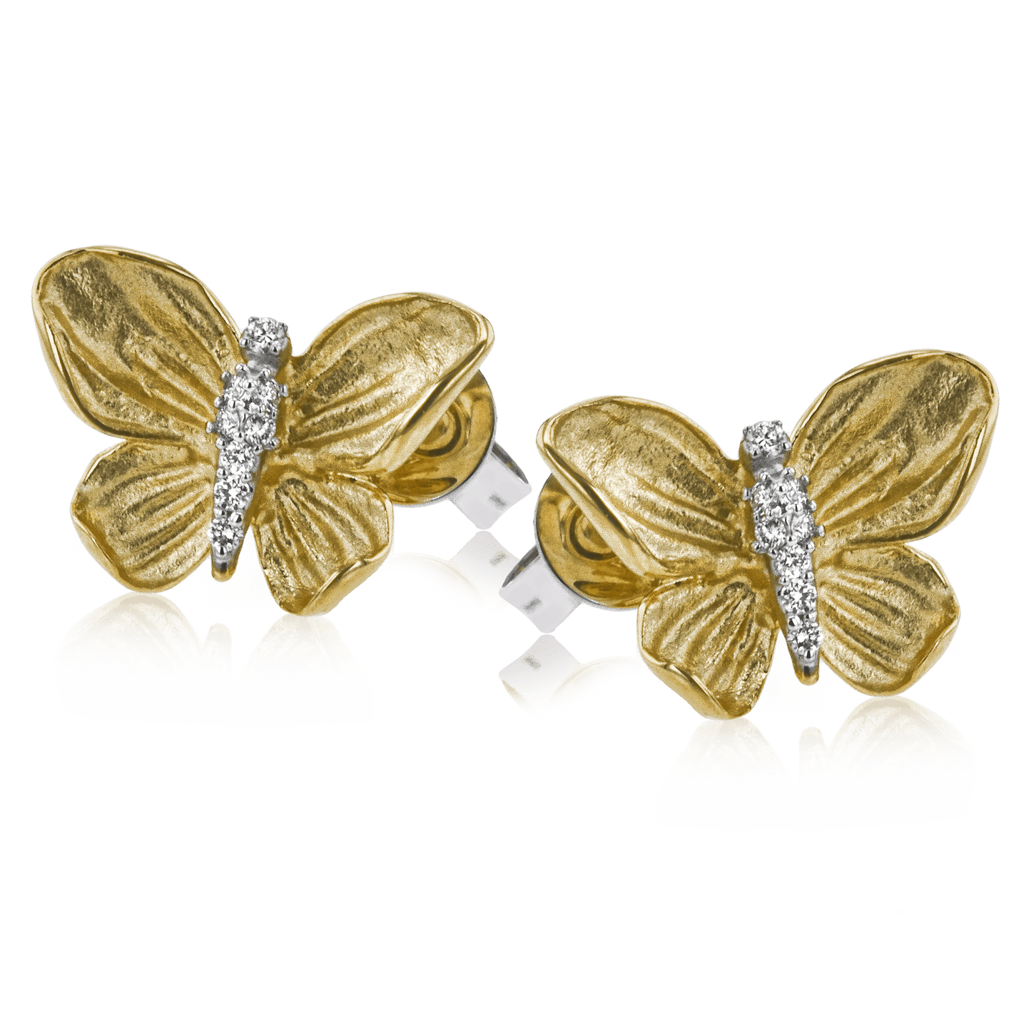 Monarch Butterfly Earrings in 18k Gold with Diamonds - Simon G. Jewelry