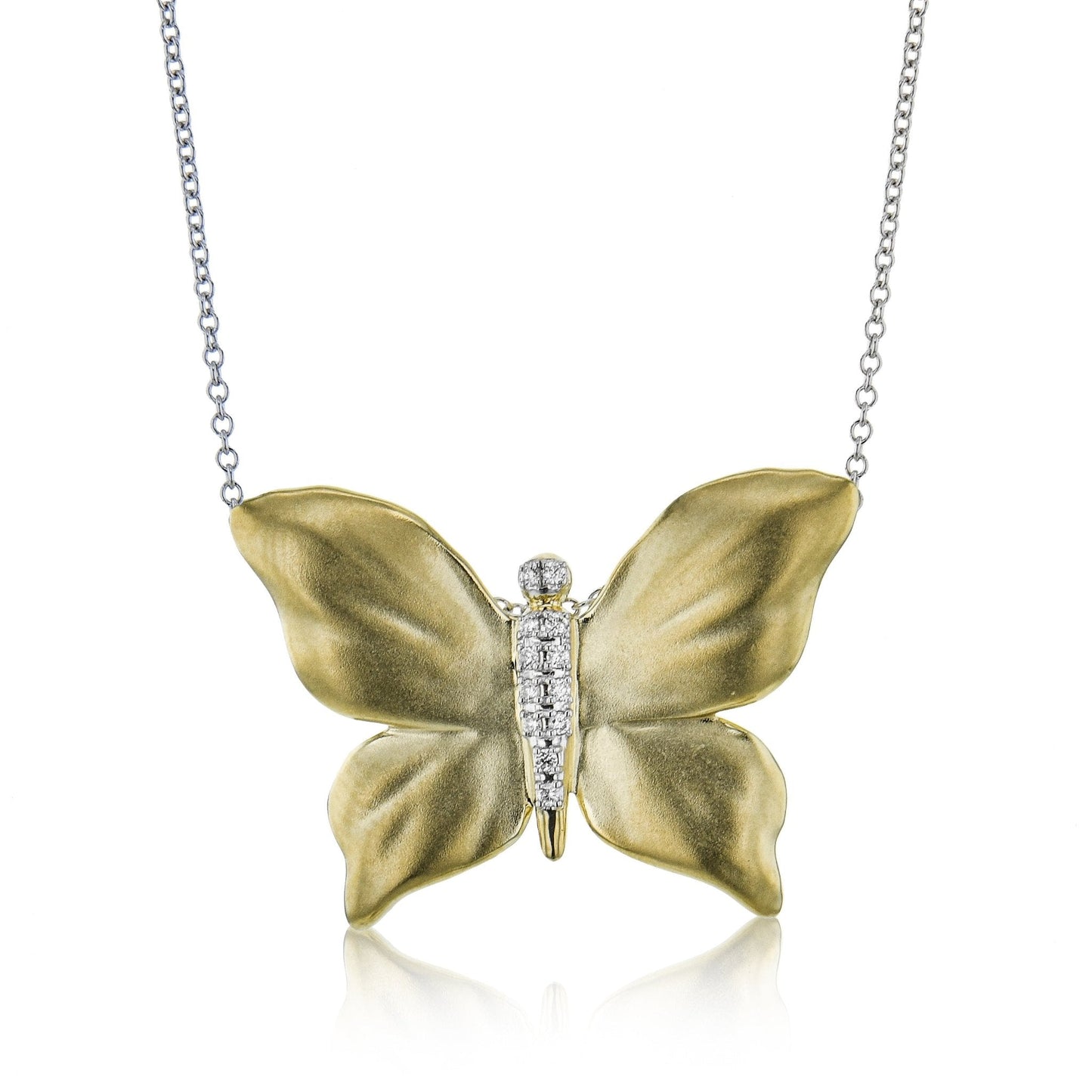 Monarch Butterfly Pendant Necklace in 18k Gold with Diamonds - Simon G. Jewelry