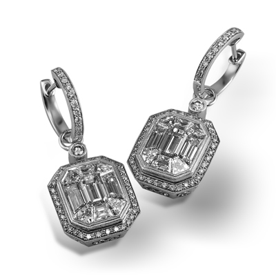 Mosaic Earrings in 18k Gold with Diamonds - Simon G. Jewelry