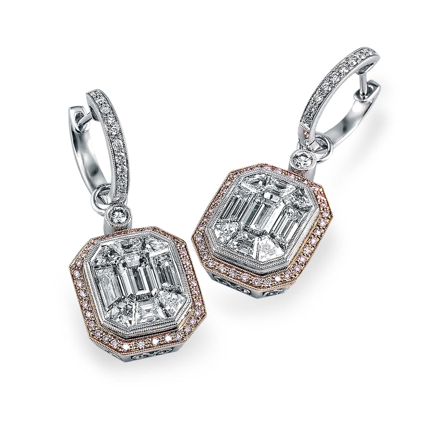 Mosaic Earrings in 18k Gold with Diamonds