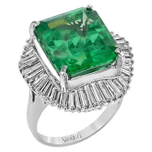 One-of-a-Kind Emerald Halo Ring In 18k Gold With Diamonds