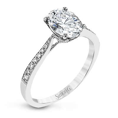 Oval - cut Engagement Ring in 18k Gold with Diamonds - Simon G. Jewelry