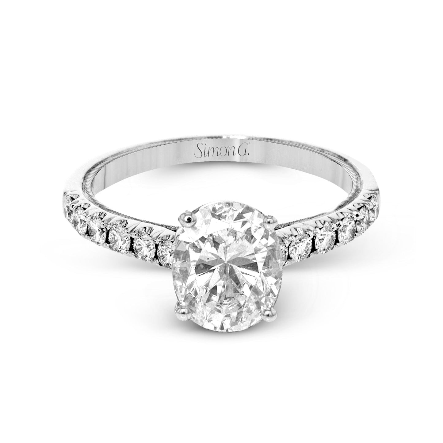 Oval-Cut Engagement Ring In 18k Gold With Diamonds