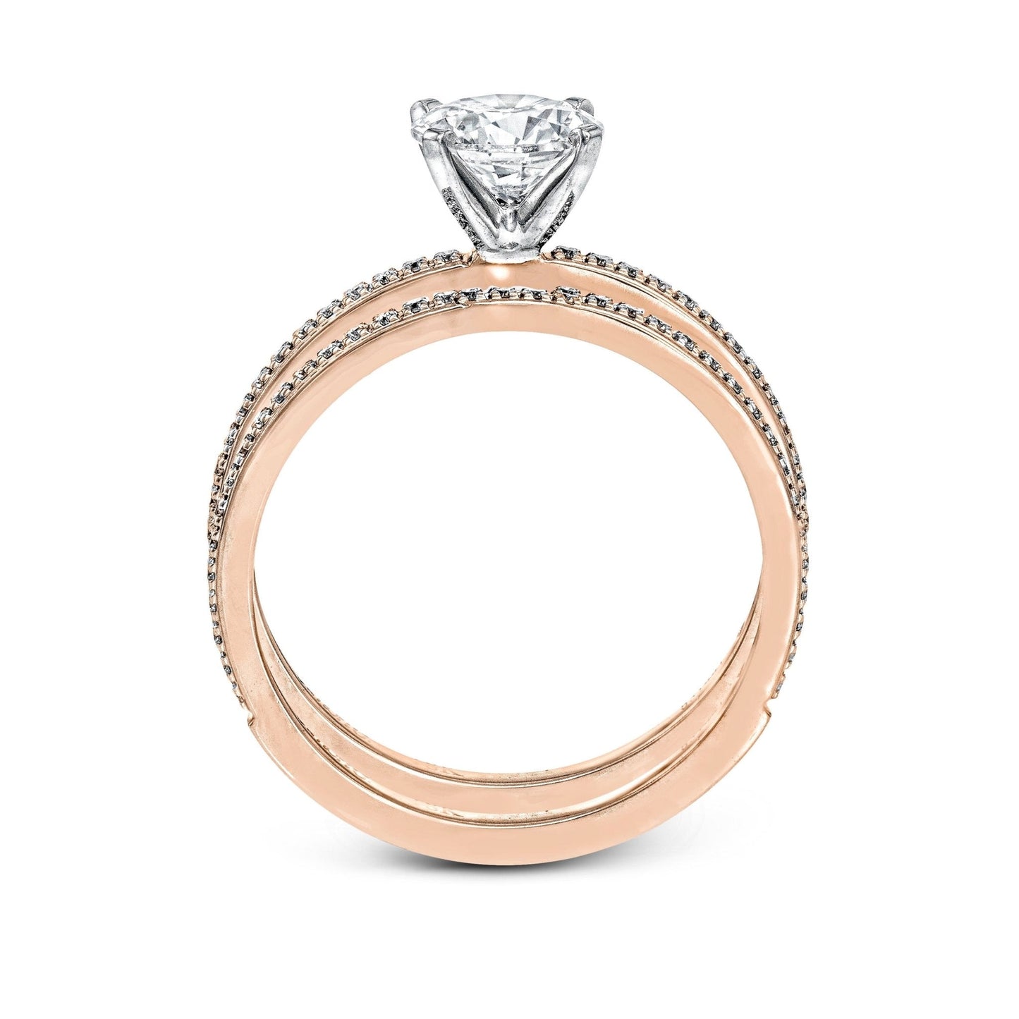 Oval-cut Engagement Ring & Matching Wedding Band in 18k Gold with Diamonds