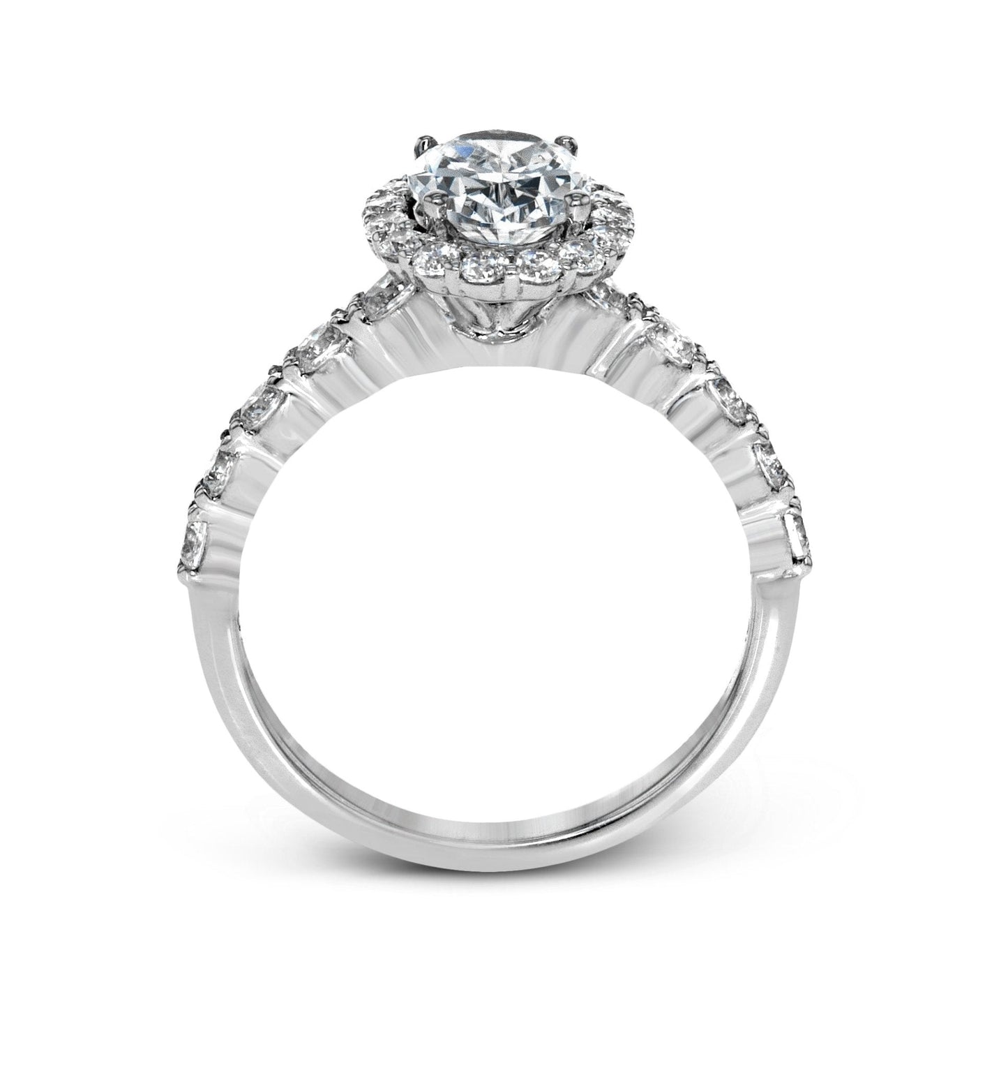 Oval-Cut Halo Engagement Ring In 18k Gold With Diamonds