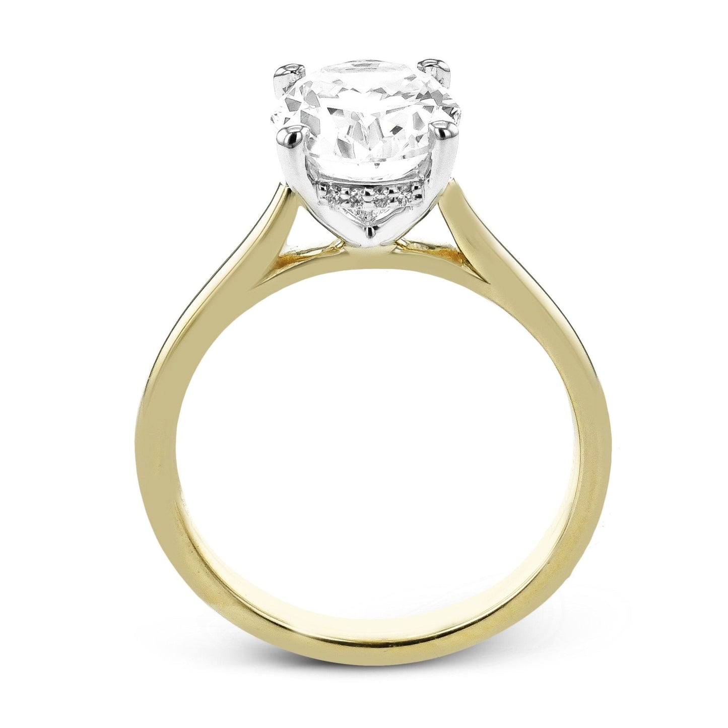 Oval-cut Hidden Halo Engagement Ring in 18k Gold with Diamonds