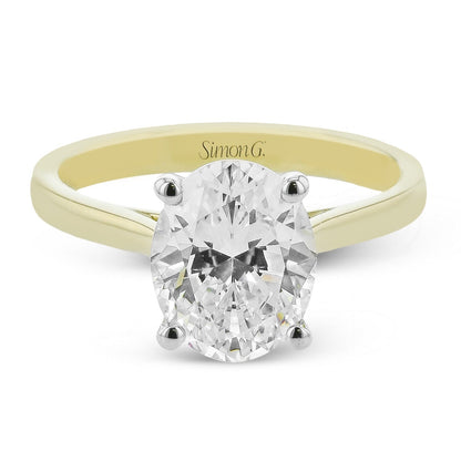 Oval-cut Hidden Halo Engagement Ring in 18k Gold with Diamonds