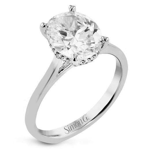 Oval - cut Hidden Halo Engagement Ring in 18k Gold with Diamonds - Simon G. Jewelry