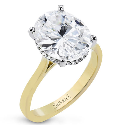 Oval - cut Hidden Halo Engagement Ring in 18k Gold with Diamonds - Simon G. Jewelry