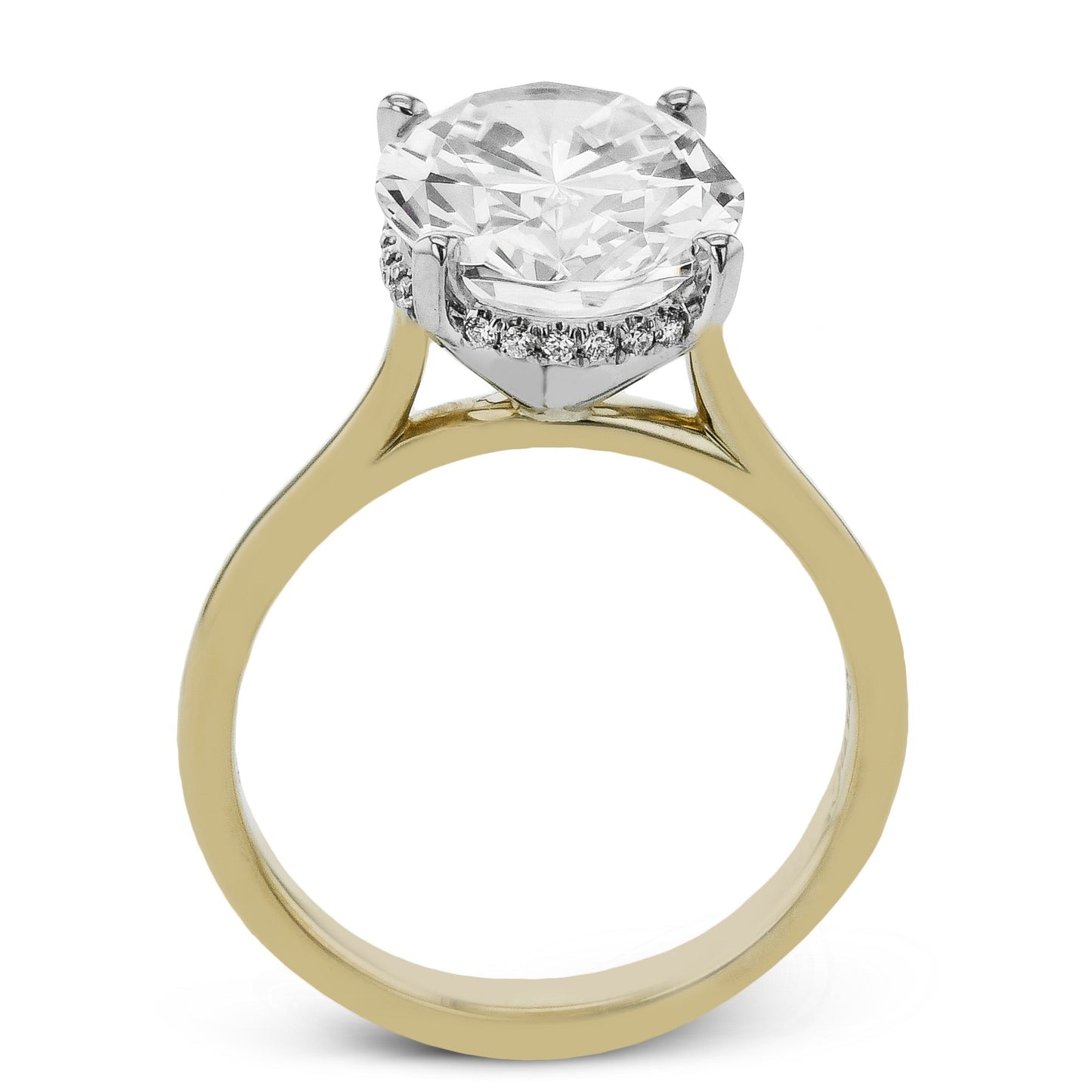 Oval-cut Hidden Halo Engagement Ring in 18k Gold with Diamonds