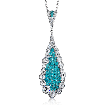 Paraiba Pendant Necklace in 18k Gold with Diamonds - Simon G. Jewelry