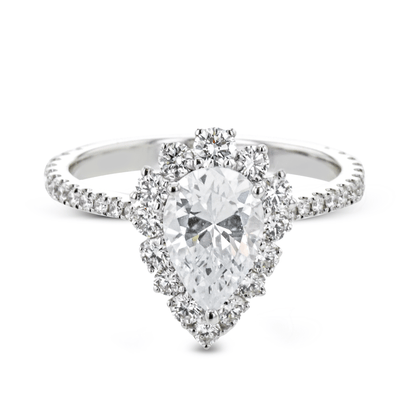 Pear-Cut Halo Engagement Ring In 18k Gold With Diamonds