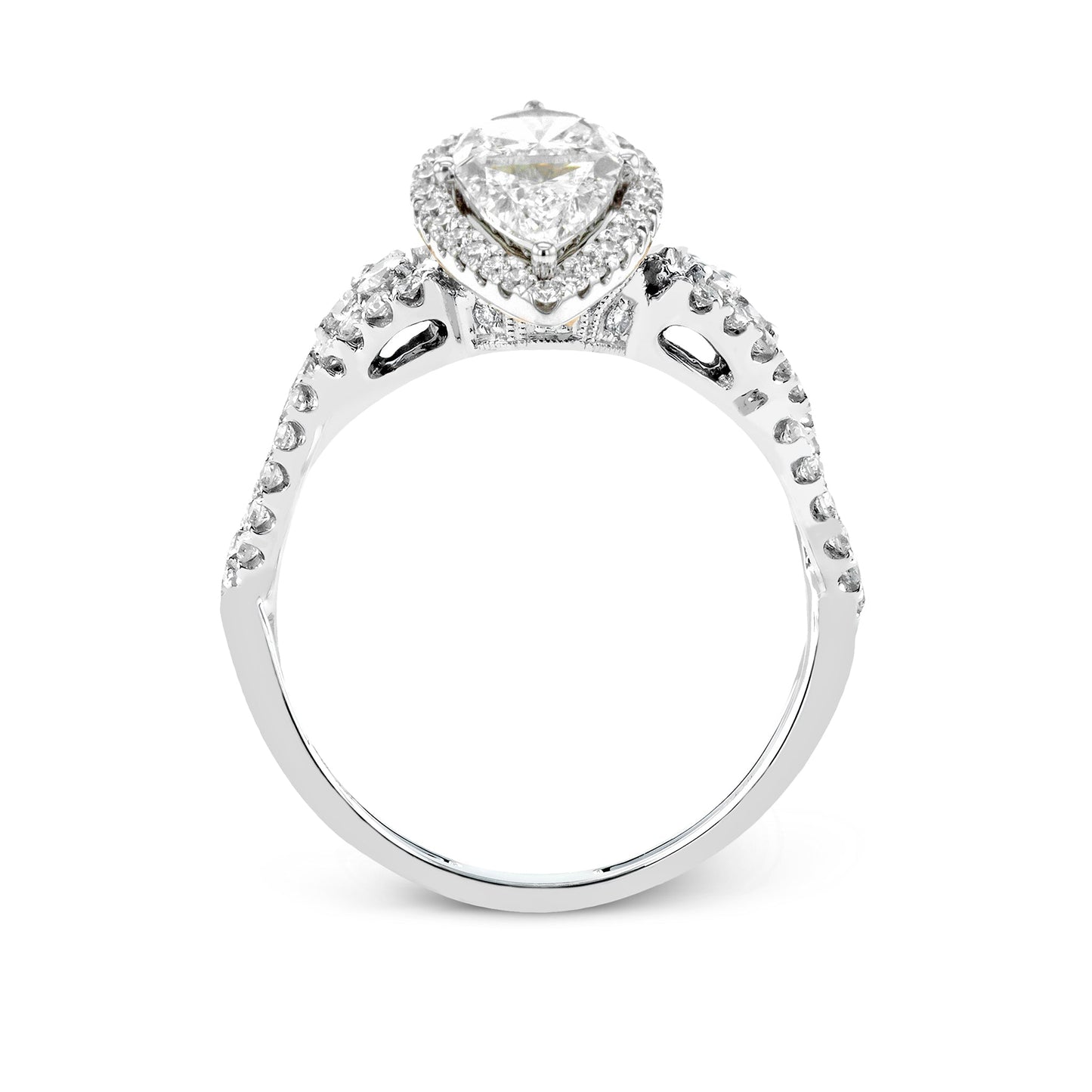 Pear-Cut Halo Engagement Ring In 18k Gold With Diamonds