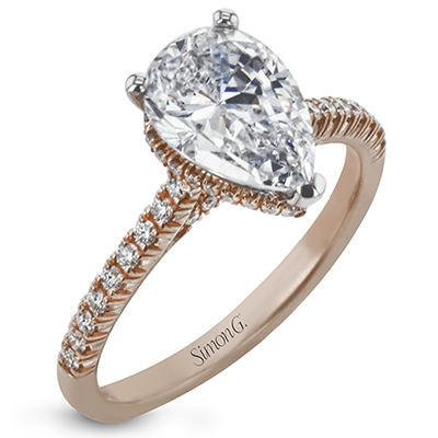 Pear - Cut Hidden Halo Engagement Ring In 18k Gold With Diamonds - Simon G. Jewelry