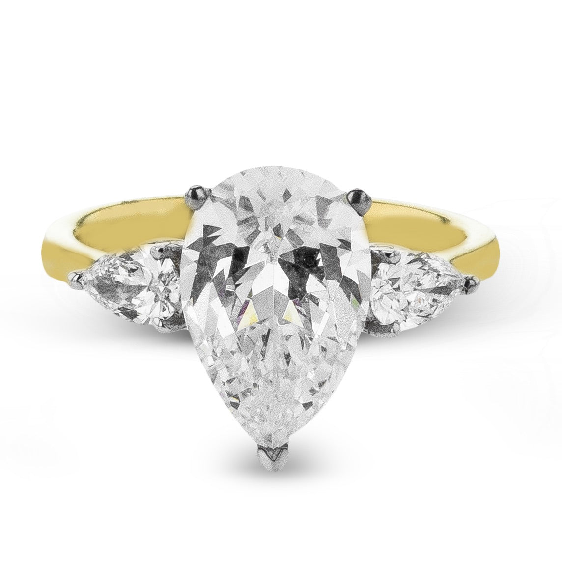 Pear-cut Three-stone Engagement Ring in 18k Gold with Diamonds