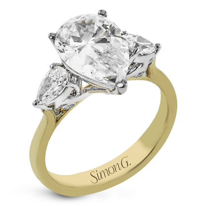 Pear - cut Three - stone Engagement Ring in 18k Gold with Diamonds - Simon G. Jewelry