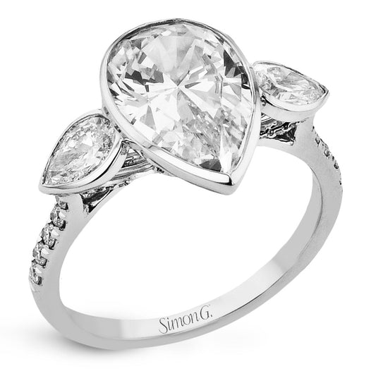 Pear - cut Three - stone Engagement Ring in 18k Gold with Diamonds - Simon G. Jewelry