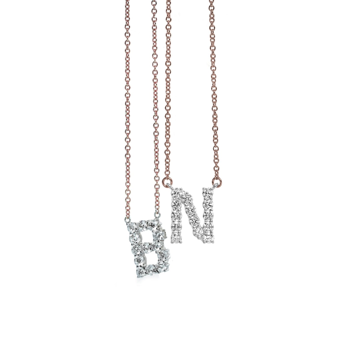 Personalized Initial Pendant Necklace in 18k Gold with Diamonds