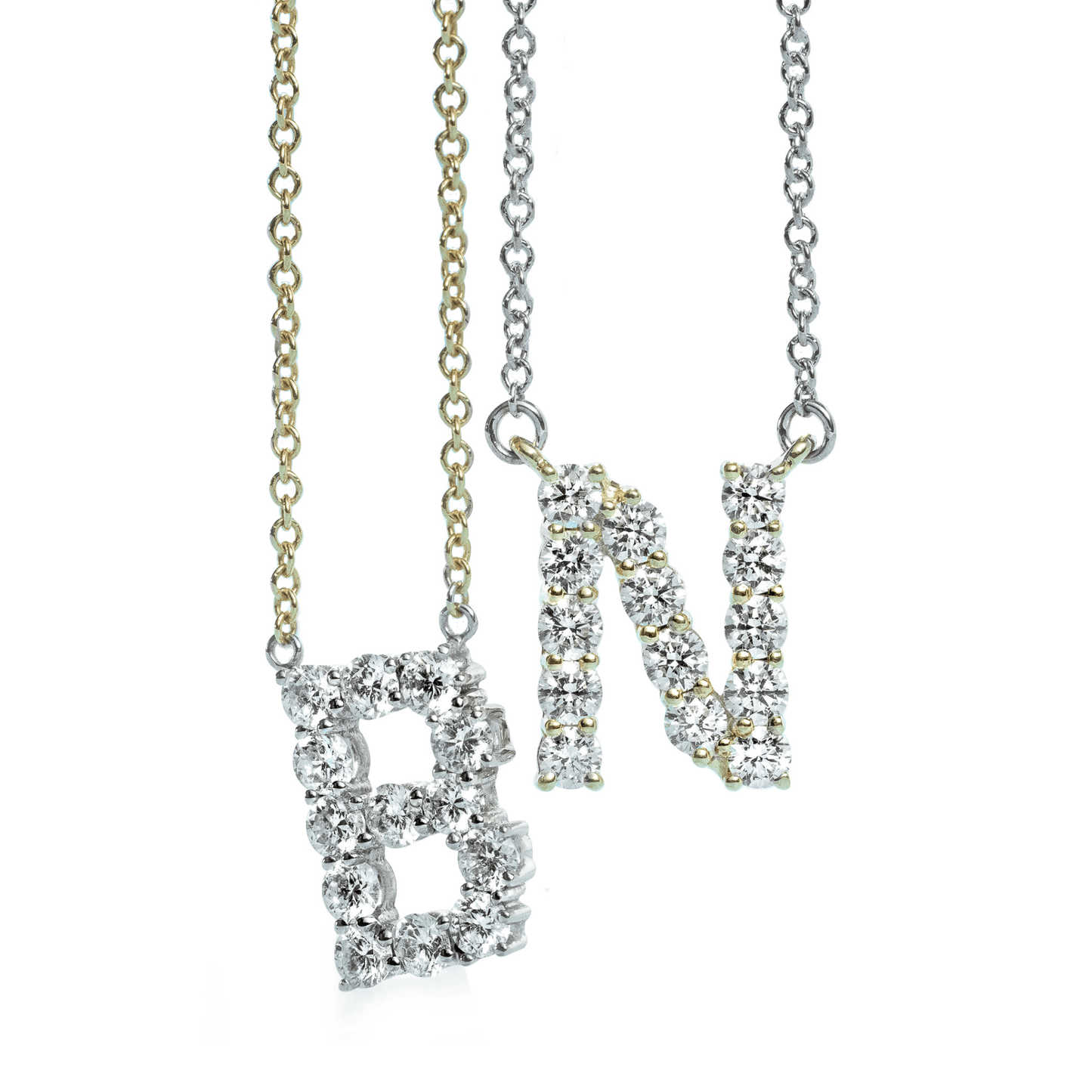 Personalized Initial Pendant Necklace in 18k Gold with Diamonds