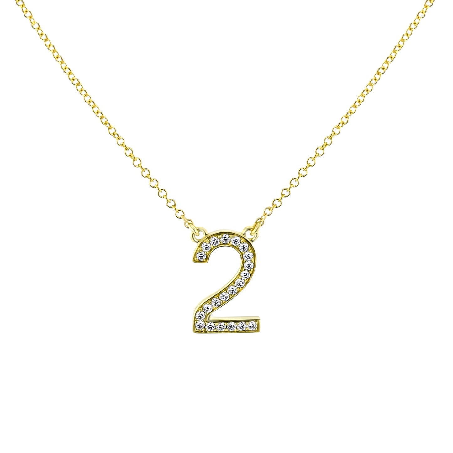 Personalized Number Pendant Necklace in 18k Gold with Diamonds