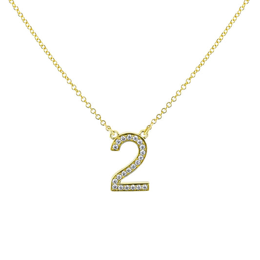 Personalized Number Pendant Necklace in 18k Gold with Diamonds