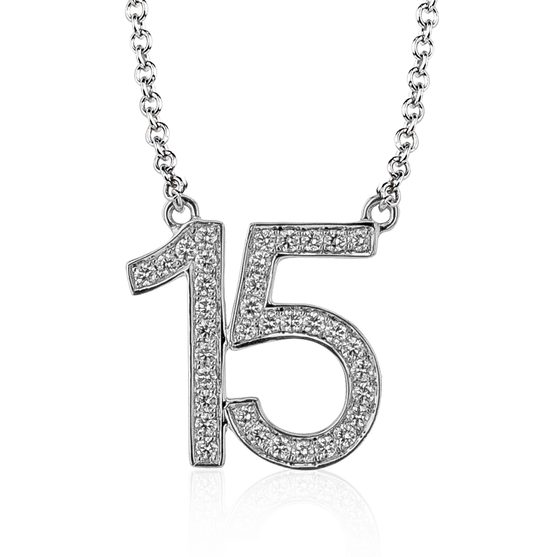 Personalized Two-number Pendant Necklace in 18k Gold with Diamonds