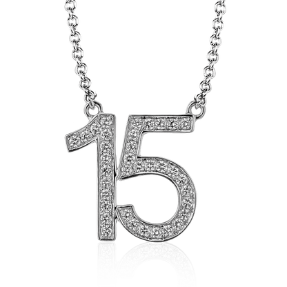 Personalized Two-number Pendant Necklace in 18k Gold with Diamonds